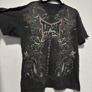 VTG Y2K Faded Black TAPOUT MPS T Shirt L MMA Skull Tribal Goth Nothing To Lose